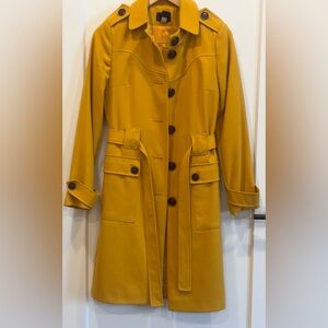 Vintage Via-Mustard Yellow Women's Trench Coat. Sz 4